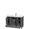 Sheffield 48 Inch Single Bathroom Vanity In Dark Gray, White Cultured Marble Countertop, Undermount Square Sink, No Mirror