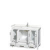 Sheffield 48 Inch Single Bathroom Vanity In White, Carrara Cultured Marble Countertop, Undermount Square Sink, No Mirror