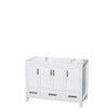 Sheffield 48 Inch Single Bathroom Vanity In White, White Carrara Marble Countertop, Undermount Square Sink, And 24 Inch Mirror