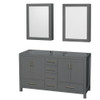 Sheffield 60 Inch Double Bathroom Vanity In Dark Gray, No Countertop, No Sinks, And Medicine Cabinets