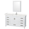 Sheffield 60 Inch Single Bathroom Vanity In White, Carrara Cultured Marble Countertop, Undermount Square Sink, Medicine Cabinet