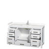 Sheffield 60 Inch Single Bathroom Vanity In White, Carrara Cultured Marble Countertop, Undermount Square Sink, No Mirror