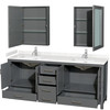 Sheffield 80 Inch Double Bathroom Vanity In Dark Gray, Carrara Cultured Marble Countertop, Undermount Square Sinks, Medicine Cabinets