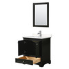 Deborah 30 Inch Single Bathroom Vanity In Dark Espresso, Carrara Cultured Marble Countertop, Undermount Square Sink, 24 Inch Mirror