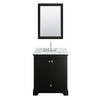Deborah 30 Inch Single Bathroom Vanity In Dark Espresso, White Carrara Marble Countertop, Undermount Square Sink, And 24 Inch Mirror