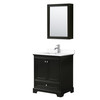 Deborah 30 Inch Single Bathroom Vanity In Dark Espresso, White Cultured Marble Countertop, Undermount Square Sink, Medicine Cabinet