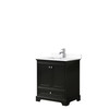 Deborah 30 Inch Single Bathroom Vanity In Dark Espresso, White Cultured Marble Countertop, Undermount Square Sink, No Mirror