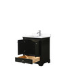 Deborah 30 Inch Single Bathroom Vanity In Dark Espresso, White Cultured Marble Countertop, Undermount Square Sink, No Mirror