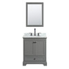 Deborah 30 Inch Single Bathroom Vanity In Dark Gray, White Carrara Marble Countertop, Undermount Oval Sink, Matte Black Trim, Medicine Cabinet