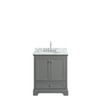 Deborah 30 Inch Single Bathroom Vanity In Dark Gray, White Carrara Marble Countertop, Undermount Oval Sink, And No Mirror