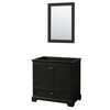 Deborah 36 Inch Single Bathroom Vanity In Dark Espresso, No Countertop, No Sink, And 24 Inch Mirror