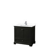 Deborah 36 Inch Single Bathroom Vanity In Dark Espresso, White Cultured Marble Countertop, Undermount Square Sink, No Mirror