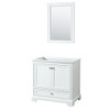 Deborah 36 Inch Single Bathroom Vanity In White, No Countertop, No Sink, And 24 Inch Mirror