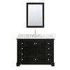 Deborah 48 Inch Single Bathroom Vanity In Dark Espresso, White Carrara Marble Countertop, Undermount Square Sink, And Medicine Cabinet