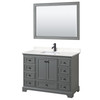 Deborah 48 Inch Single Bathroom Vanity In Dark Gray, Carrara Cultured Marble Countertop, Undermount Square Sink, Matte Black Trim, 46 Inch Mirror