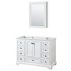 Deborah 48 Inch Single Bathroom Vanity In White, No Countertop, No Sink, Matte Black Trim, Medicine Cabinet
