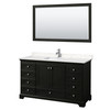 Deborah 60 Inch Single Bathroom Vanity In Dark Espresso, Carrara Cultured Marble Countertop, Undermount Square Sink, 58 Inch Mirror