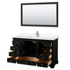 Deborah 60 Inch Single Bathroom Vanity In Dark Espresso, Carrara Cultured Marble Countertop, Undermount Square Sink, 58 Inch Mirror