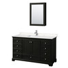 Deborah 60 Inch Single Bathroom Vanity In Dark Espresso, Carrara Cultured Marble Countertop, Undermount Square Sink, Medicine Cabinet