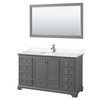 Deborah 60 Inch Single Bathroom Vanity In Dark Gray, Carrara Cultured Marble Countertop, Undermount Square Sink, 58 Inch Mirror