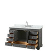 Deborah 60 Inch Single Bathroom Vanity In Dark Gray, White Carrara Marble Countertop, Undermount Oval Sink, And No Mirror