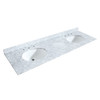 Deborah 72 Inch Double Bathroom Vanity In Dark Gray, White Carrara Marble Countertop, Undermount Oval Sinks, Matte Black Trim