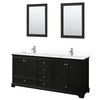 Deborah 80 Inch Double Bathroom Vanity In Dark Espresso, White Cultured Marble Countertop, Undermount Square Sinks, 24 Inch Mirrors
