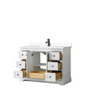 Avery 48 Inch Single Bathroom Vanity In White, White Cultured Marble Countertop, Undermount Square Sink, Matte Black Trim