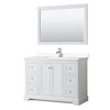 Avery 48 Inch Single Bathroom Vanity In White, White Cultured Marble Countertop, Undermount Square Sink, 46 Inch Mirror