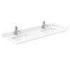 Avery 60 Inch Double Bathroom Vanity In White, White Cultured Marble Countertop, Undermount Square Sinks, Brushed Gold Trim