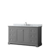 Avery 60 Inch Single Bathroom Vanity In Dark Gray, White Carrara Marble Countertop, Undermount Oval Sink, And No Mirror