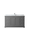 Avery 60 Inch Single Bathroom Vanity In Dark Gray, White Carrara Marble Countertop, Undermount Square Sink, And No Mirror