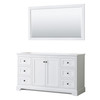 Avery 60 Inch Single Bathroom Vanity In White, No Countertop, No Sink, Matte Black Trim, 58 Inch Mirror
