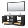 Avery 72 Inch Double Bathroom Vanity In Dark Gray, White Cultured Marble Countertop, Undermount Square Sinks, No Mirror
