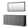 Avery 80 Inch Double Bathroom Vanity In Dark Gray, No Countertop, No Sinks, And 70 Inch Mirror