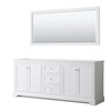 Avery 80 Inch Double Bathroom Vanity In White, No Countertop, No Sinks, And 70 Inch Mirror