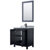 Daria 30 Inch Single Bathroom Vanity In Dark Blue, White Carrara Marble Countertop, Undermount Square Sink, Matte Black Trim, 24 Inch Mirror