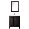 Daria 30 Inch Single Bathroom Vanity In Dark Espresso, Carrara Cultured Marble Countertop, Undermount Square Sink, Medicine Cabinet