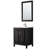 Daria 30 Inch Single Bathroom Vanity In Dark Espresso, White Cultured Marble Countertop, Undermount Square Sink, 24 Inch Mirror