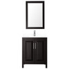 Daria 30 Inch Single Bathroom Vanity In Dark Espresso, White Cultured Marble Countertop, Undermount Square Sink, 24 Inch Mirror