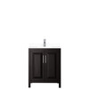 Daria 30 Inch Single Bathroom Vanity In Dark Espresso, White Cultured Marble Countertop, Undermount Square Sink, No Mirror