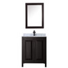 Daria 30 Inch Single Bathroom Vanity In Dark Espresso, White Carrara Marble Countertop, Undermount Square Sink, Matte Black Trim, Medicine Cabinet