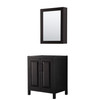 Daria 30 Inch Single Bathroom Vanity In Dark Espresso, No Countertop, No Sink, Matte Black Trim, Medicine Cabinet