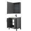 Daria 30 Inch Single Bathroom Vanity In Dark Gray, Carrara Cultured Marble Countertop, Undermount Square Sink, Matte Black Trim, Medicine Cabinet