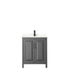 Daria 30 Inch Single Bathroom Vanity In Dark Gray, Carrara Cultured Marble Countertop, Undermount Square Sink, Matte Black Trim