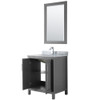 Daria 30 Inch Single Bathroom Vanity In Dark Gray, White Carrara Marble Countertop, Undermount Square Sink, And 24 Inch Mirror