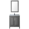 Daria 30 Inch Single Bathroom Vanity In Dark Gray, White Carrara Marble Countertop, Undermount Square Sink, And 24 Inch Mirror