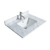 Daria 30 Inch Single Bathroom Vanity In Dark Gray, White Carrara Marble Countertop, Undermount Square Sink, And No Mirror