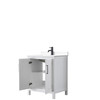 Daria 30 Inch Single Bathroom Vanity In White, White Cultured Marble Countertop, Undermount Square Sink, Matte Black Trim