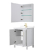 Daria 30 Inch Single Bathroom Vanity In White, White Cultured Marble Countertop, Undermount Square Sink, Medicine Cabinet, Brushed Gold Trim